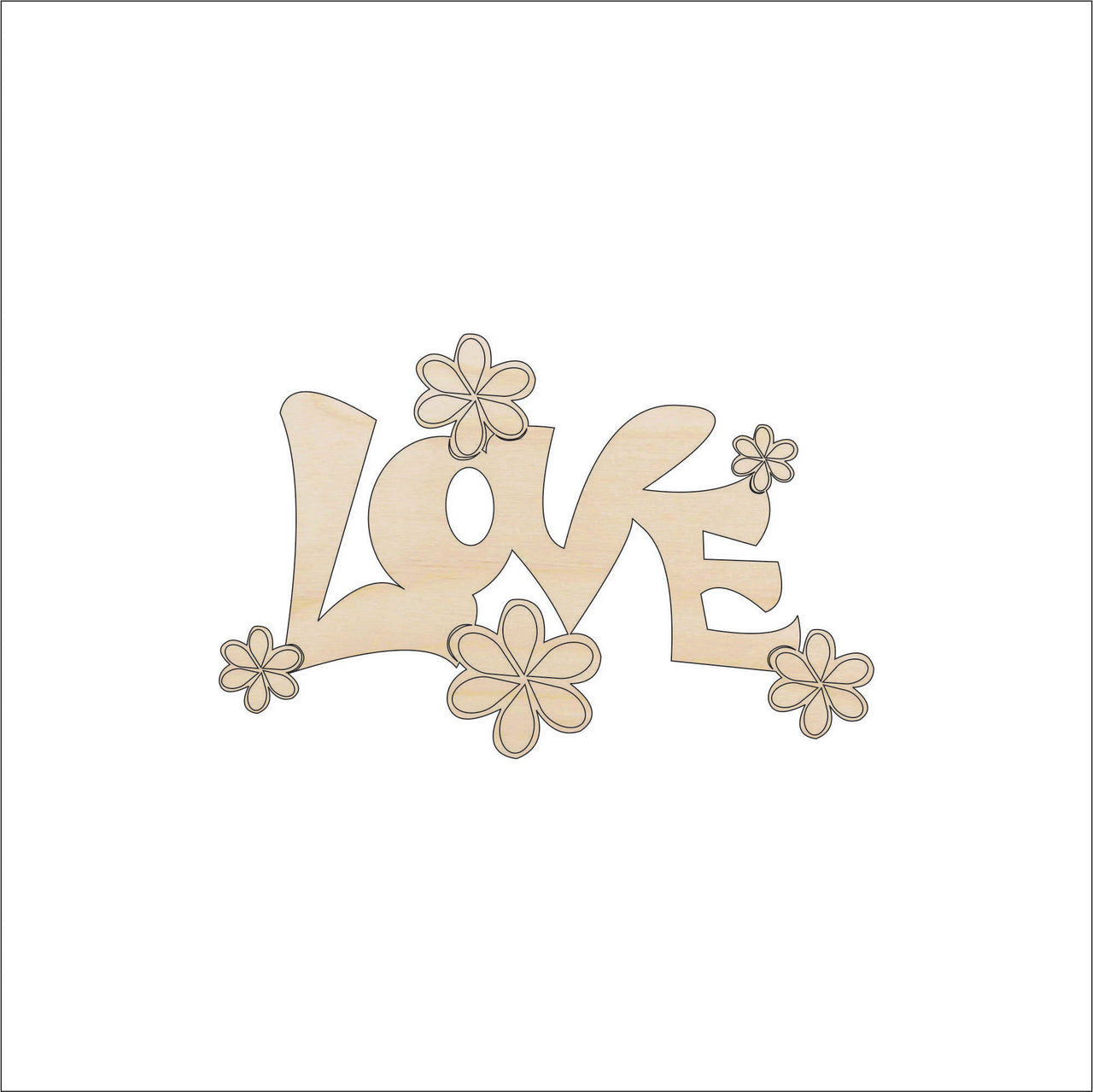 Love Wood Craft Shape - Laser Cut Baltic Birch Unfinished DIY Wood Art Supplies WRD75 - The Wood Shape Store