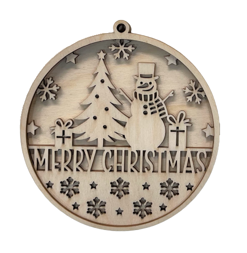 Merry Christmas 3D Laser Cut Door Sign – Baltic Birch Wood Craft Supplies | DIY Kit XM107