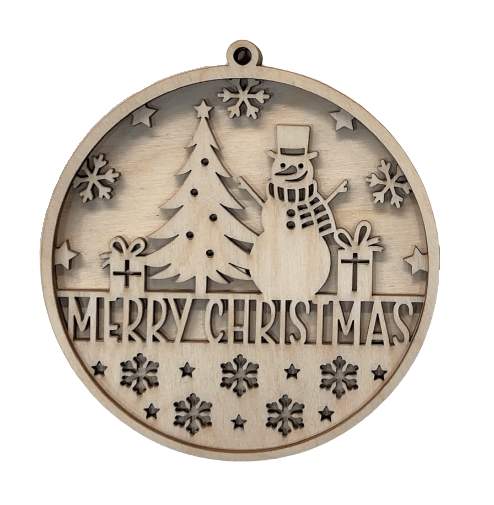 Merry Christmas 3D Laser Cut Door Sign – Baltic Birch Wood Craft Supplies | DIY Kit XM107 - The Wood Shape Store