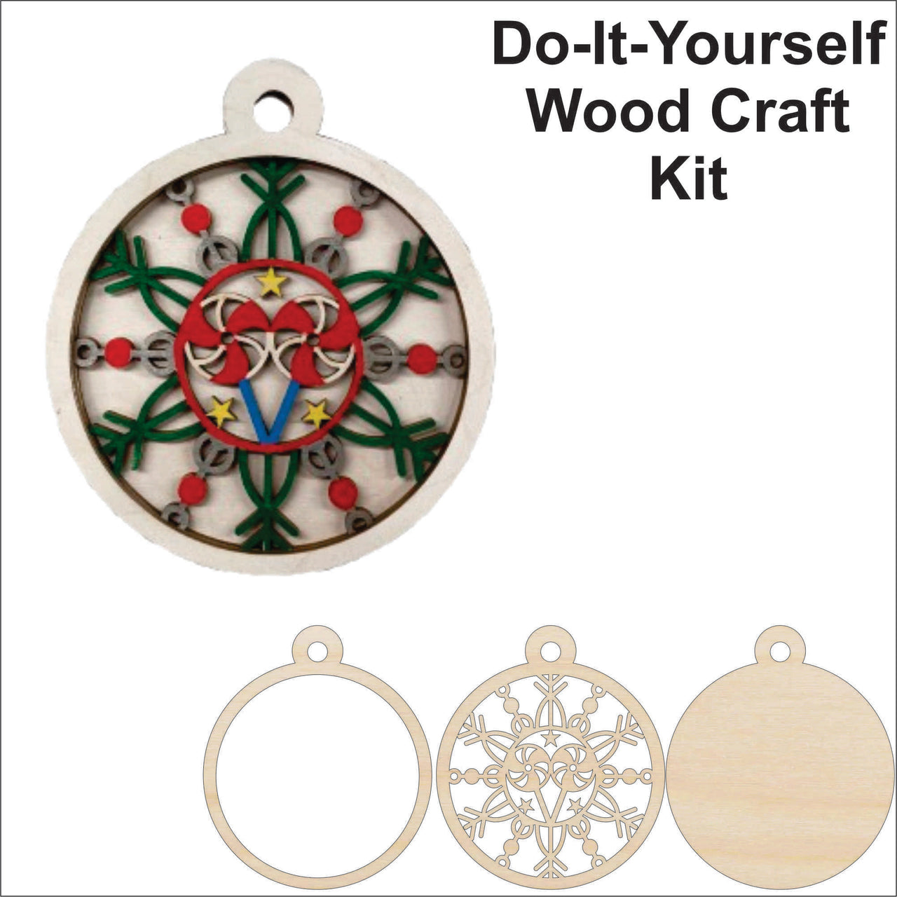 Candy Cane 3D Laser Cut Ornament – Baltic Birch Wood Craft Supplies | DIY Ornament Kit XM300 - The Wood Shape Store