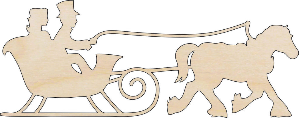 Sleigh & Horse - Laser Cut Out Unfinished Wood Craft Shape XMS267