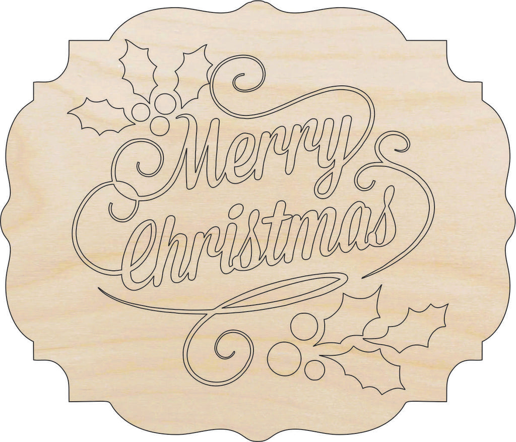 Sign Merry Christmas - Laser Cut Out Unfinished Wood Craft Shape XMS278