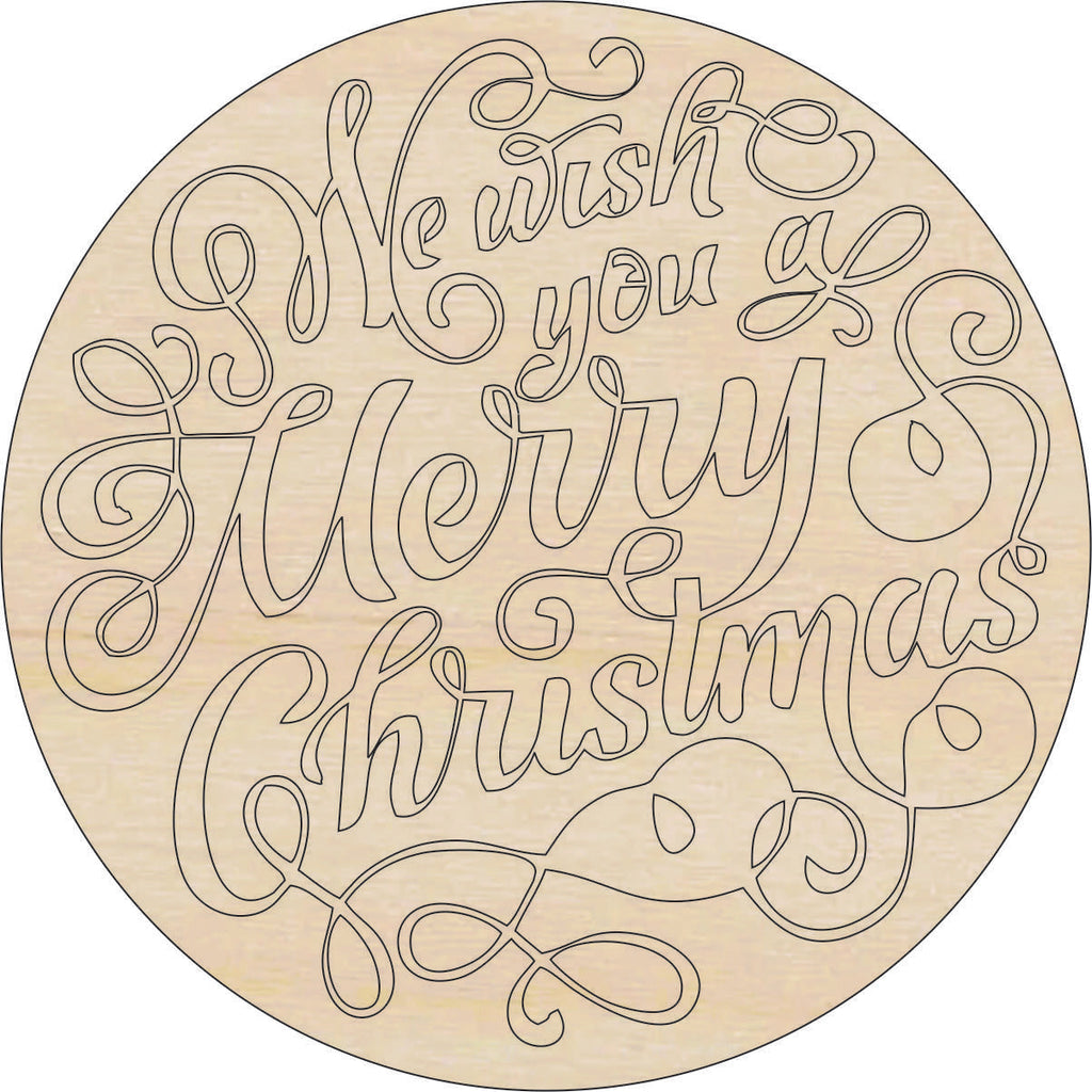 Sign Merry Christmas - Laser Cut Out Unfinished Wood Craft Shape XMS282