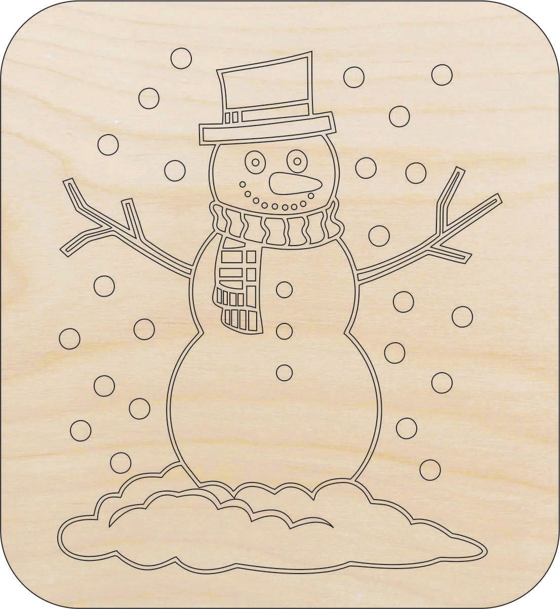 Snowman Wood Craft Shape - Laser Cut Baltic Birch Unfinished DIY Wood Art Supplies XMS290 - The Wood Shape Store
