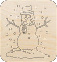 Snowman Wood Craft Shape - Laser Cut Baltic Birch Unfinished DIY Wood Art Supplies XMS290 - The Wood Shape Store