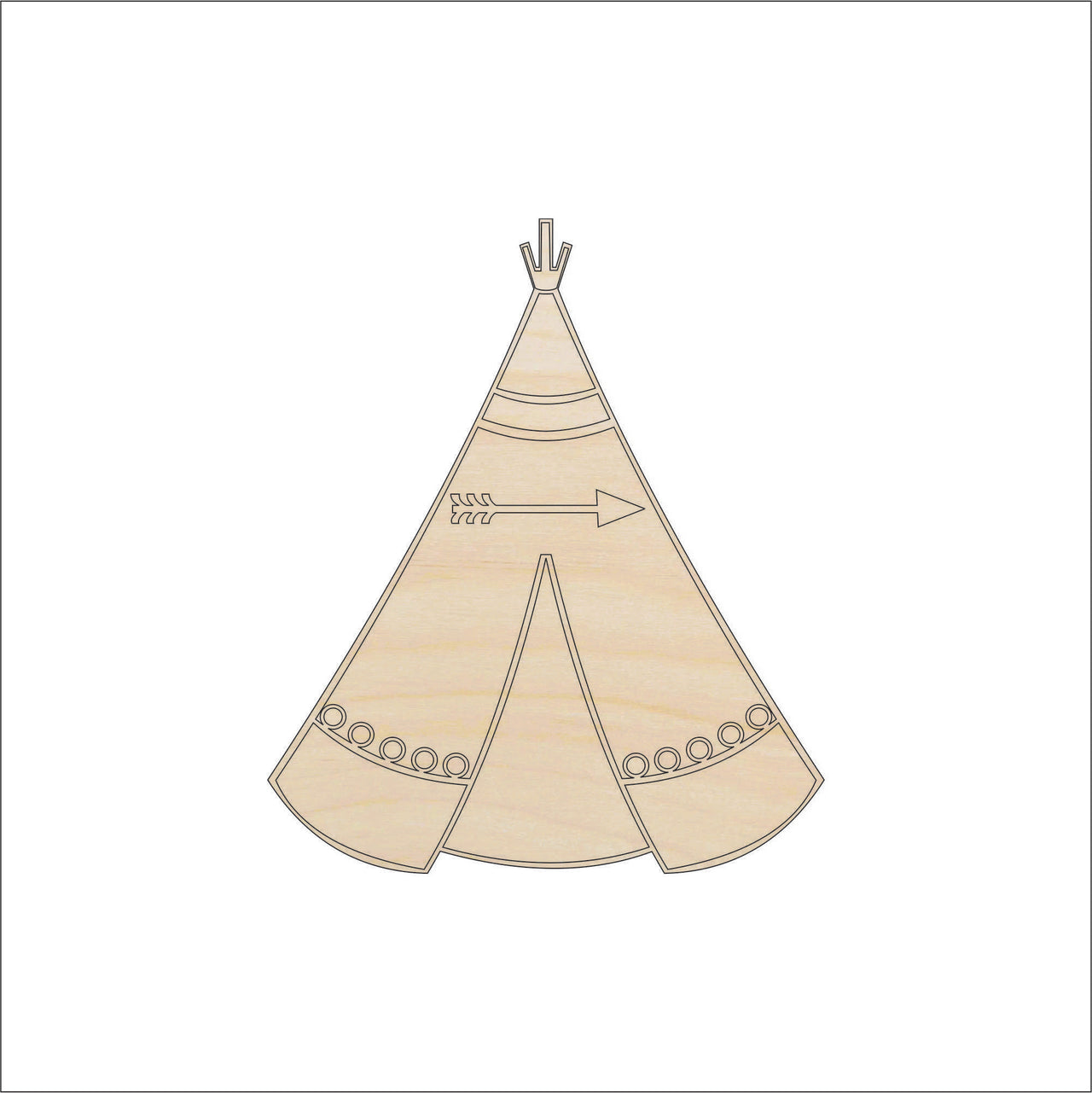 Tee Pee Wood Craft Shape - Laser Cut Baltic Birch Unfinished DIY Wood Art Supplies XTR34 - The Wood Shape Store