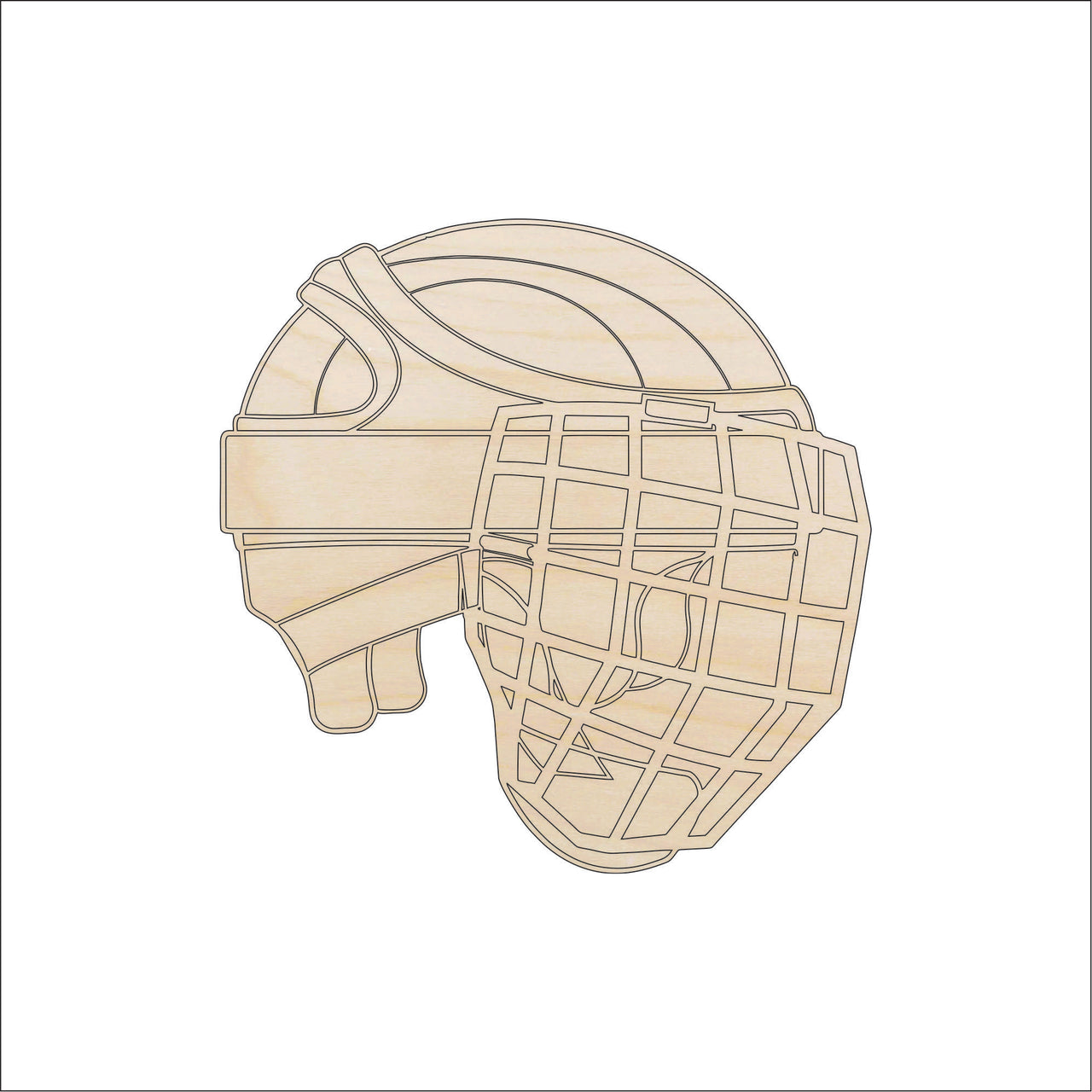 Hockey Helmet Wood Craft Shape - Laser Cut Baltic Birch Unfinished DIY Wood Art Supplies SPT604 - The Wood Shape Store