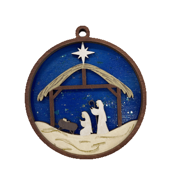 Nativity 3D Laser Cut Ornament – Baltic Birch Wood Craft Supplies | DIY Wood Ornament Kit RE21 - The Wood Shape Store