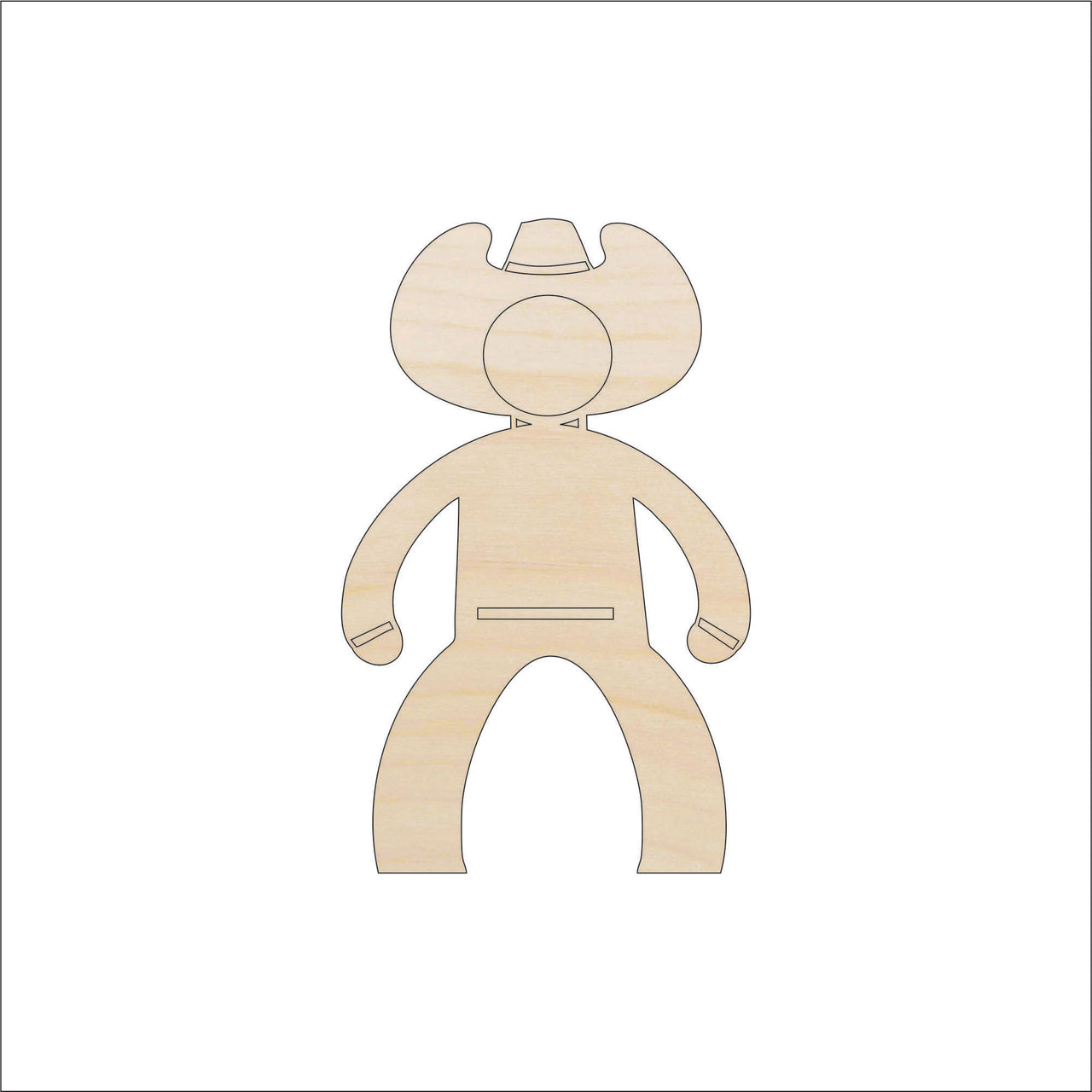Cowboy Wood Craft Shape - Laser Cut Baltic Birch Unfinished DIY Wood Art Supplies PPL58 - The Wood Shape Store