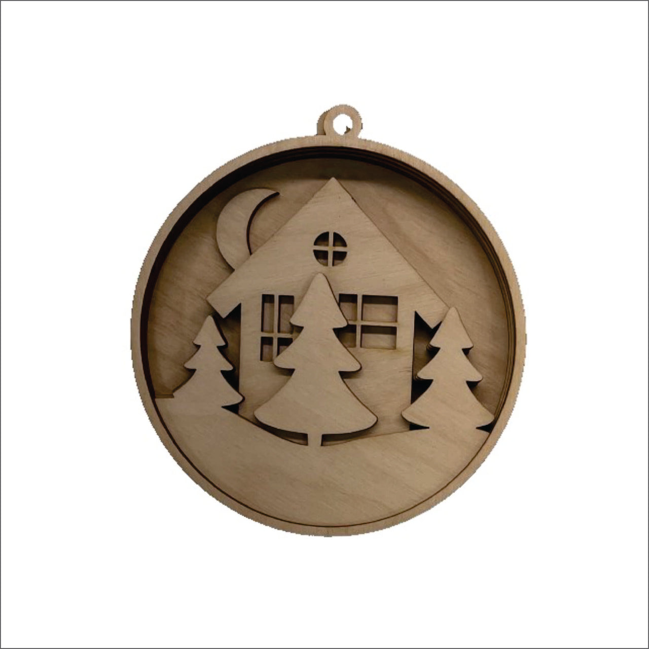 House 3D Laser Cut Ornament – Baltic Birch Wood Craft Supplies | DIY Wood Ornament Kit XM51 - The Wood Shape Store
