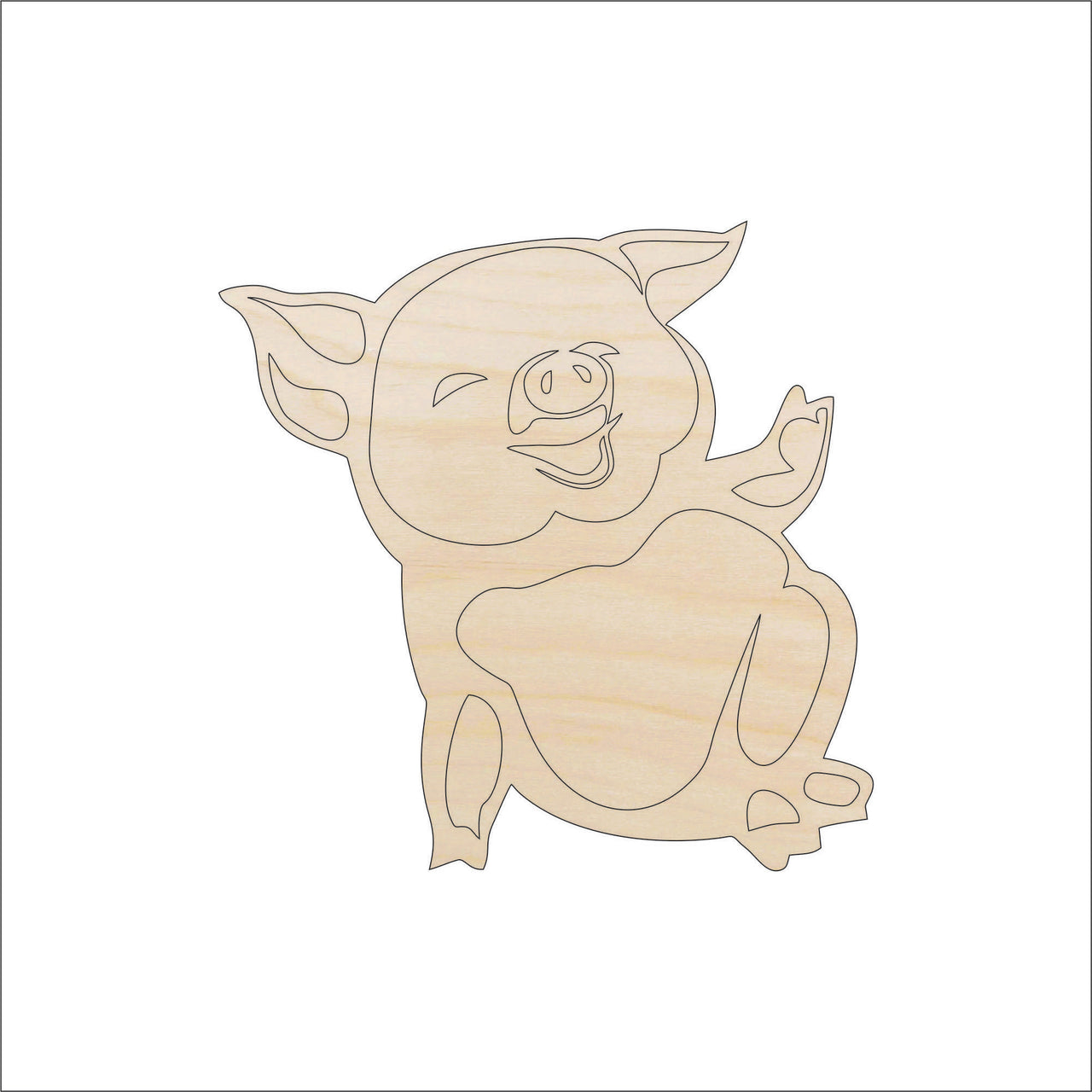 Pig Wood Craft Shape - Laser Cut Baltic Birch Unfinished DIY Wood Art Supplies PIG5 - The Wood Shape Store