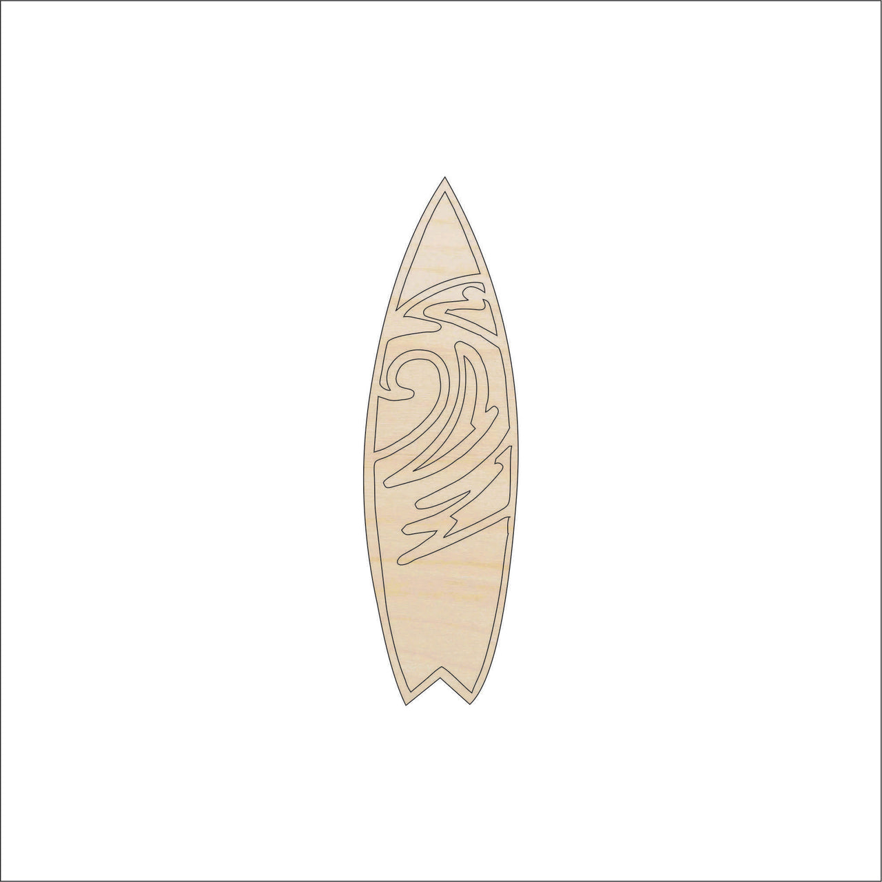 Surfboard Wood Craft Shape - Laser Cut Baltic Birch Unfinished DIY Wood Art Supplies SPT23 - The Wood Shape Store