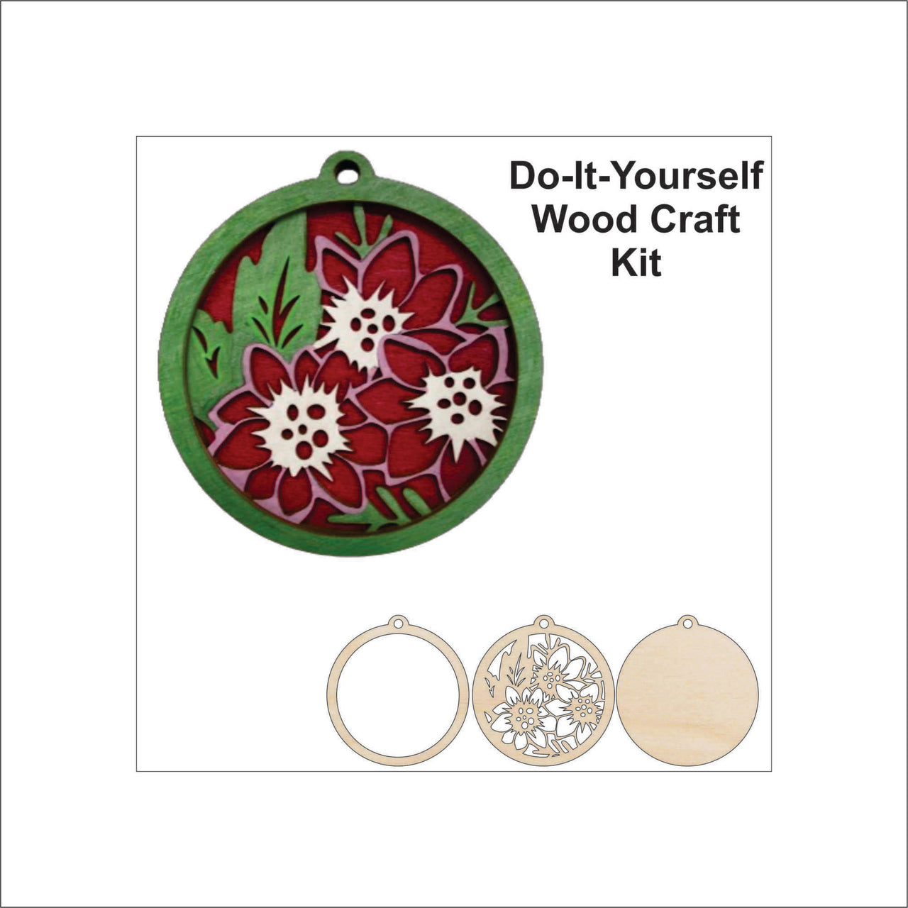 Flower 3D Laser Cut Ornament – Baltic Birch Wood Craft Supplies | DIY Wood Ornament Kit DS9 - The Wood Shape Store
