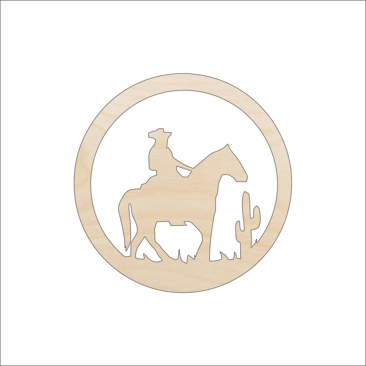 Cowboy Wood Craft Shape - Laser Cut Baltic Birch Unfinished DIY Wood Art Supplies HRS4 - The Wood Shape Store