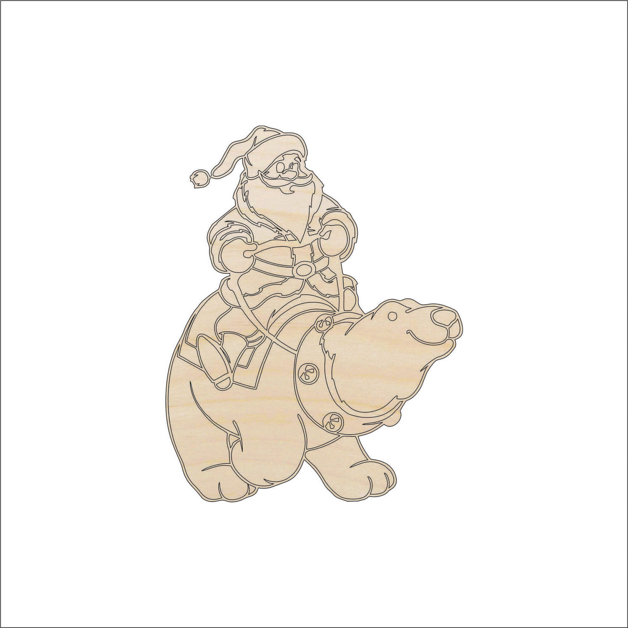Santa Claus Wood Craft Shape - Laser Cut Baltic Birch Unfinished DIY Wood Art Supplies XMS154 - The Wood Shape Store