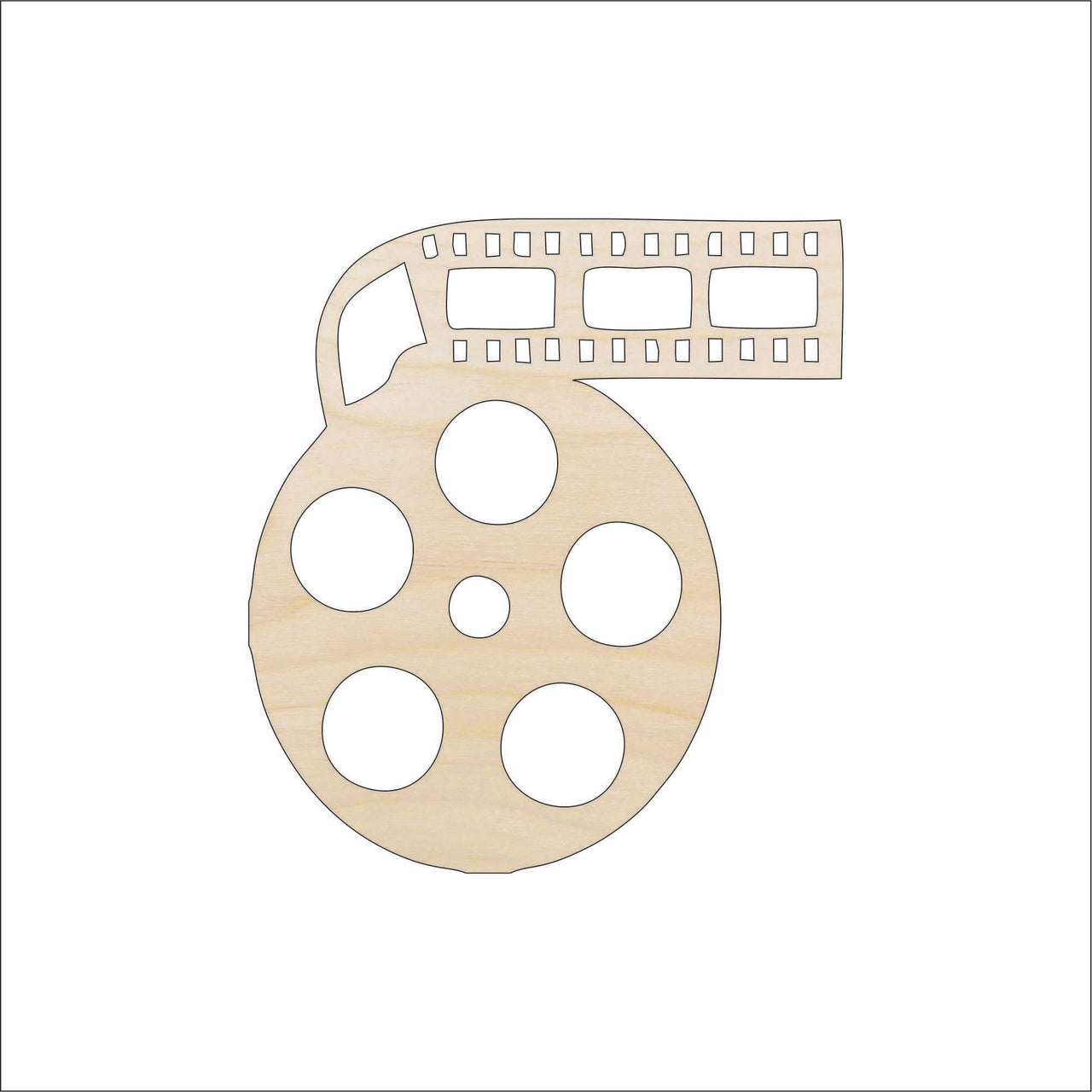 Film Reel Wood Craft Shape - Laser Cut Baltic Birch Unfinished DIY Wood Art Supplies MVE1 - The Wood Shape Store
