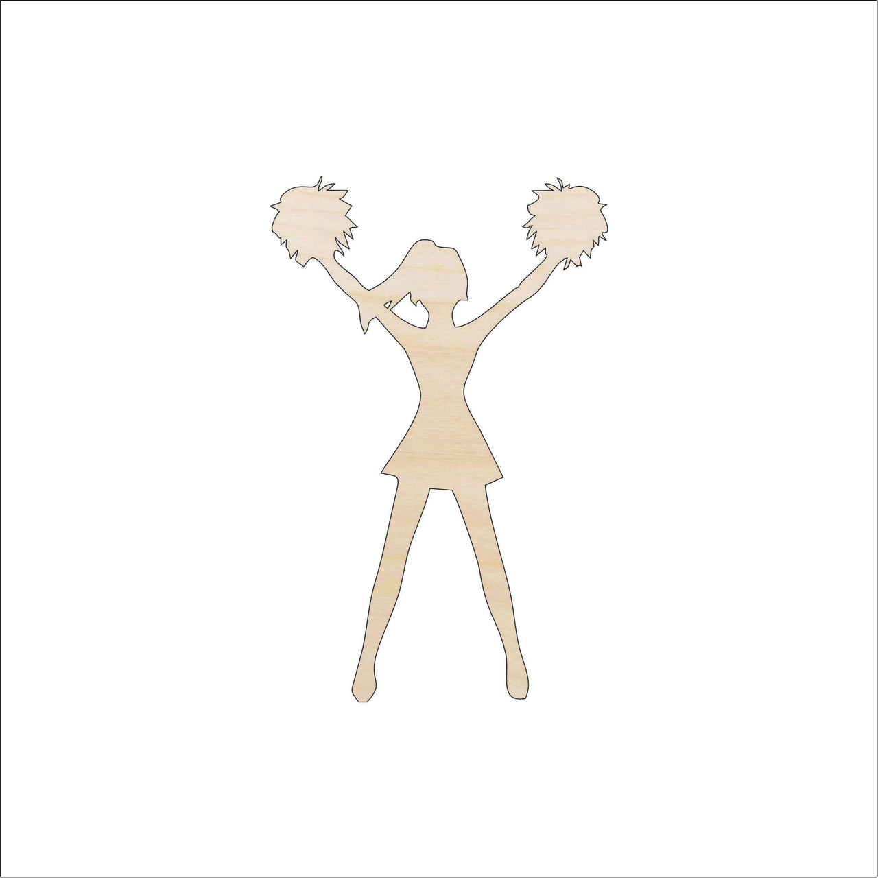 Cheerleader Wood Craft Shape - Laser Cut Baltic Birch Unfinished DIY Wood Art Supplies SPT324 - The Wood Shape Store