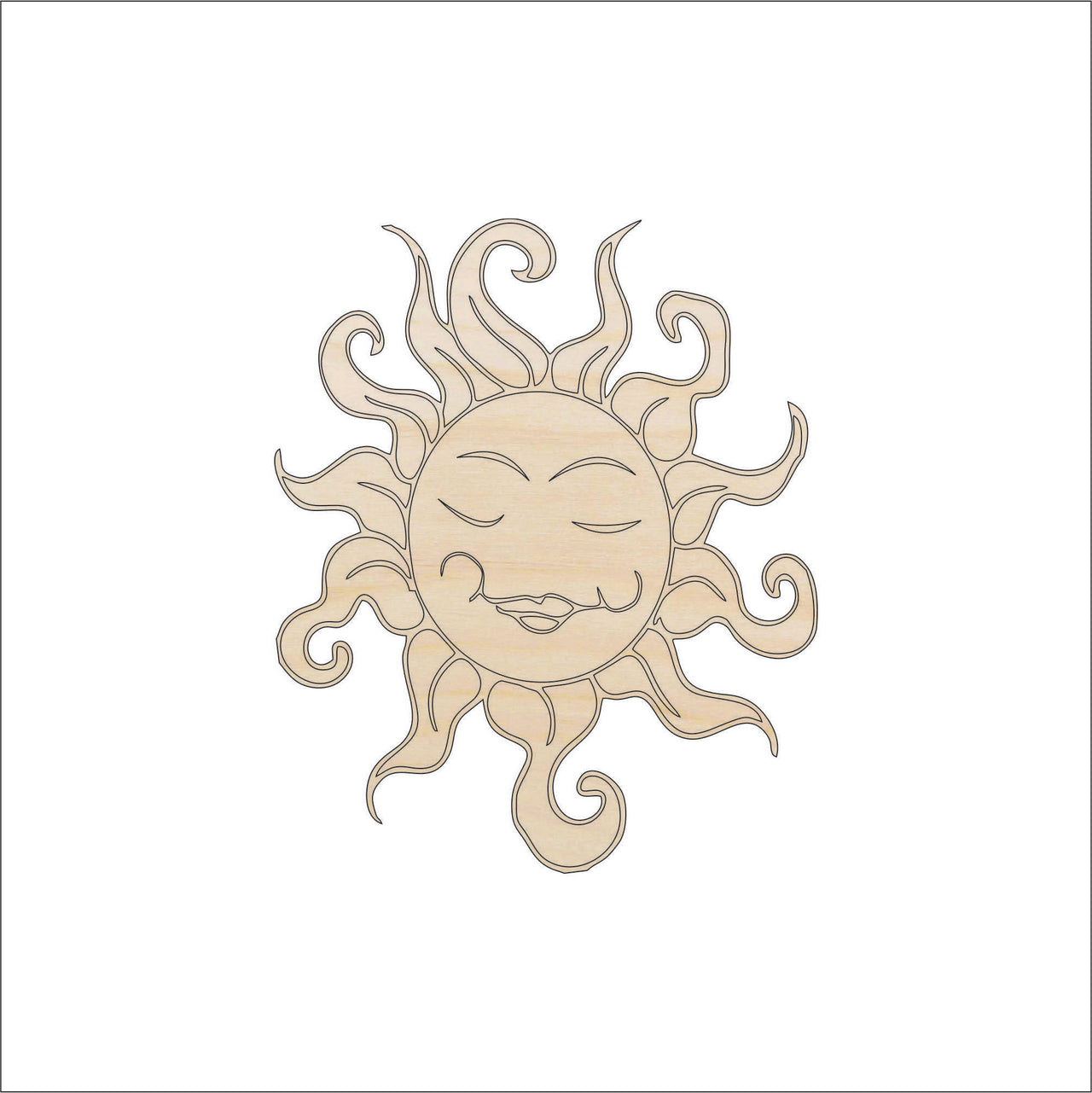 Sun Wood Craft Shape - Laser Cut Baltic Birch Unfinished DIY Wood Art Supplies SKY22 - The Wood Shape Store