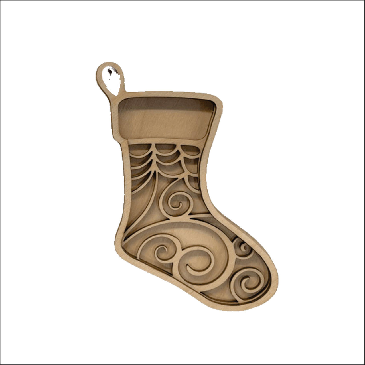Stocking 3D Laser Cut Ornament – Baltic Birch Wood Craft Supplies | DIY Wood Ornament Kit XM43 - The Wood Shape Store