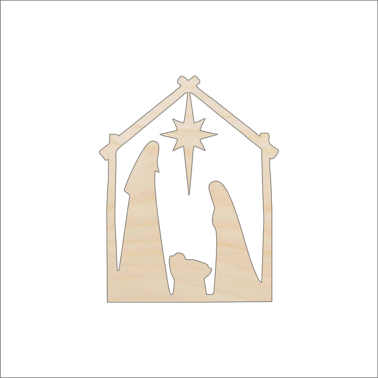 Nativity Wood Craft Shape - Laser Cut Baltic Birch Unfinished DIY Wood Art Supplies XMS196 - The Wood Shape Store