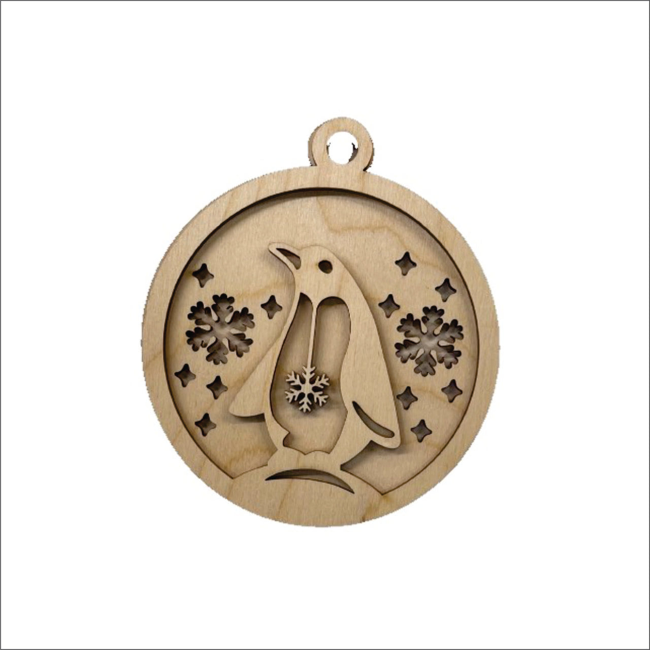 Penguin 3D Laser Cut Ornament – Baltic Birch Wood Craft Supplies | DIY Wood Ornament Kit BR10 - The Wood Shape Store