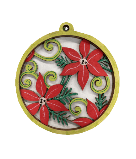 Flower 3D Laser Cut Ornament – Baltic Birch Wood Craft Supplies | DIY Wood Ornament Kit XM39 - The Wood Shape Store