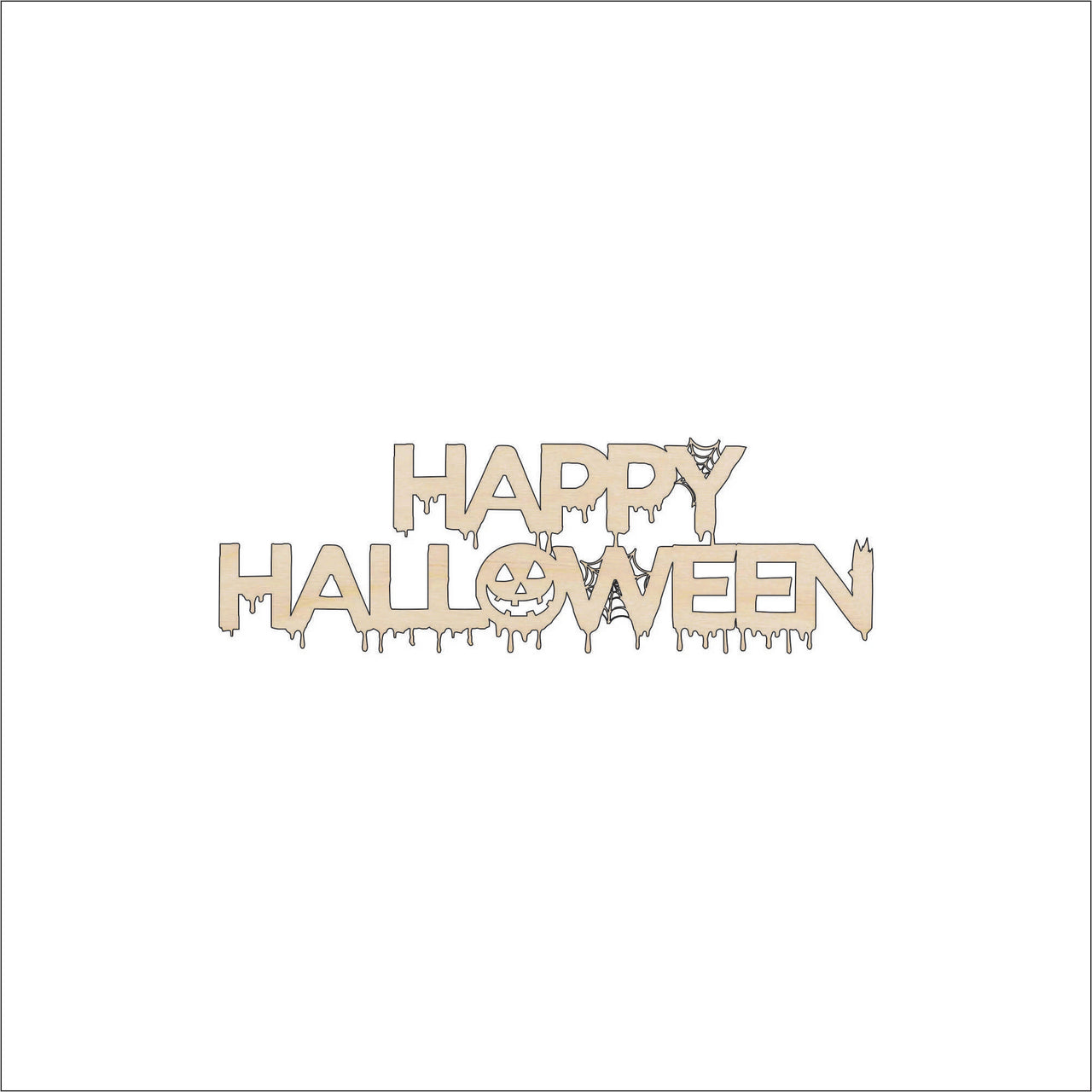 Happy Halloween Wood Craft Shape – Laser Cut Baltic Birch Unfinished DIY Art Supplies FAL196 - The Wood Shape Store
