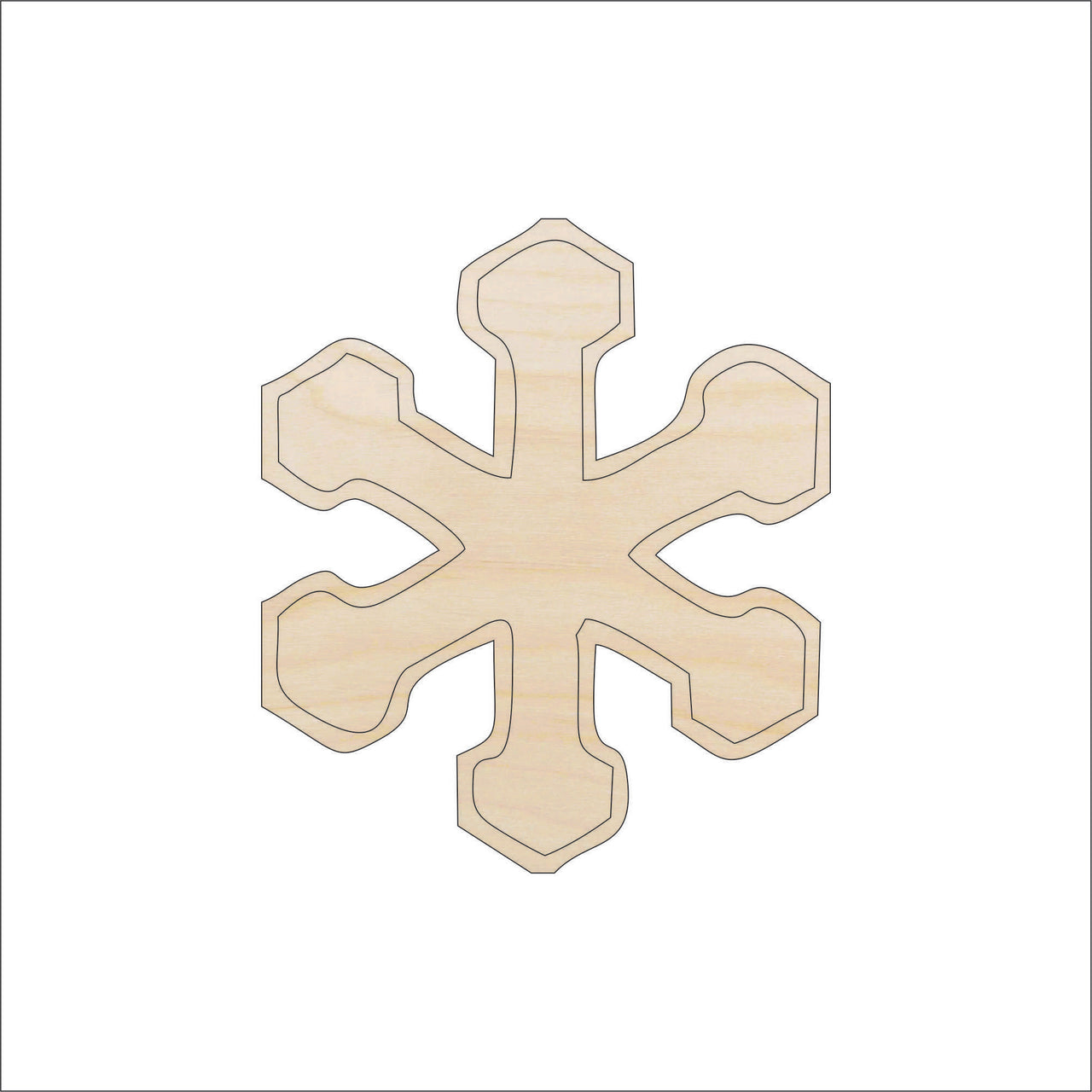Snowflake Wood Craft Shape - Laser Cut Baltic Birch Unfinished DIY Wood Art Supplies SNW45 - The Wood Shape Store
