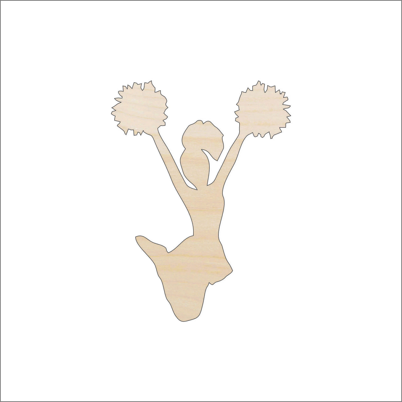 Cheerleader Wood Craft Shape - Laser Cut Baltic Birch Unfinished DIY Wood Art Supplies SPT24 - The Wood Shape Store