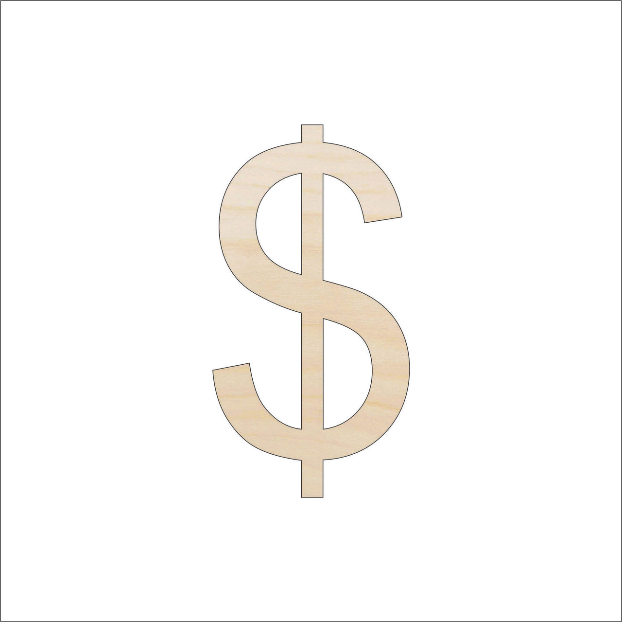 Dollar $ Sign Wood Craft Shape - Laser Cut Baltic Birch Unfinished DIY Wood Art Supplies WRD79 - The Wood Shape Store