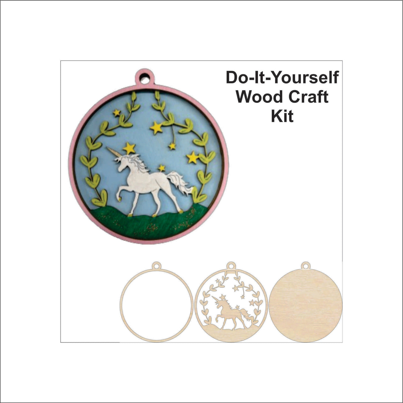Unicorn 3D Laser Cut Ornament – Baltic Birch Wood Craft Supplies | DIY Wood Ornament Kit MY1 - The Wood Shape Store