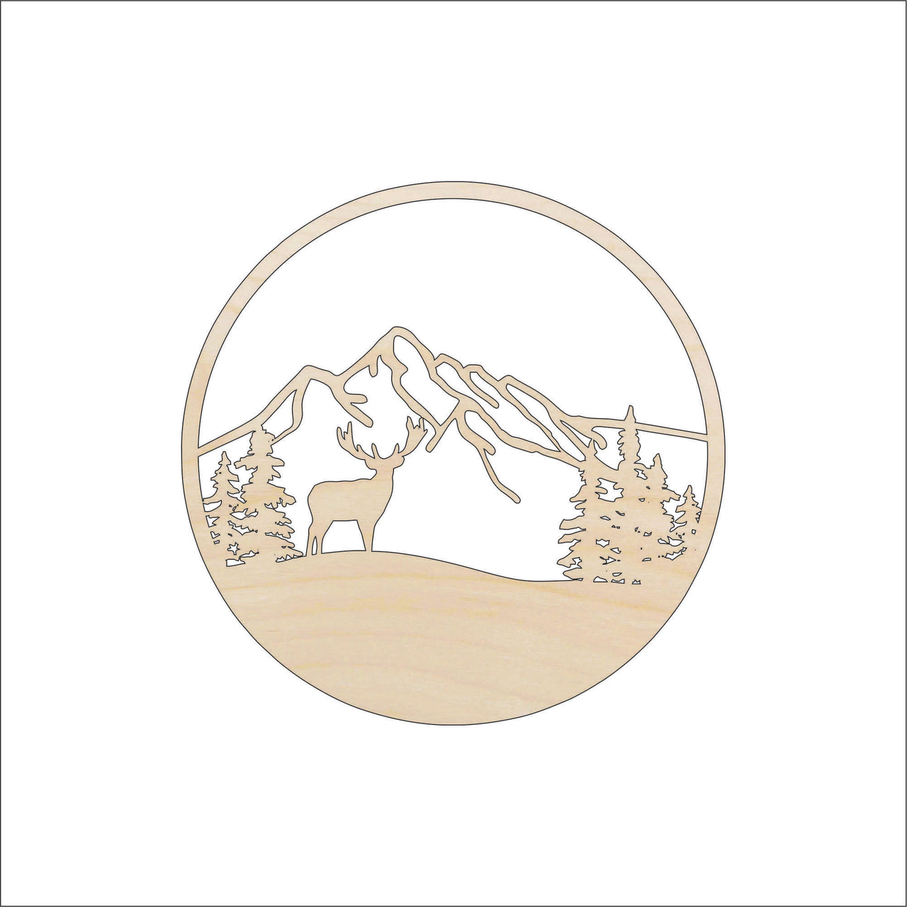 Deer Scene Wood Craft Shape - Laser Cut Baltic Birch Unfinished DIY Wood Art Supplies DER66 - The Wood Shape Store