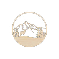 Deer Scene Wood Craft Shape - Laser Cut Baltic Birch Unfinished DIY Wood Art Supplies DER66 - The Wood Shape Store