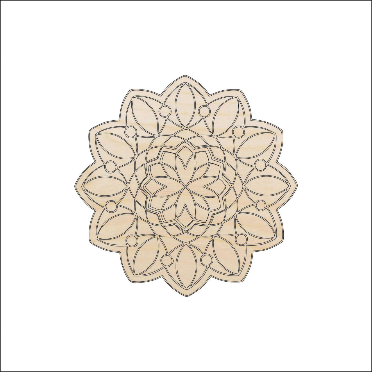 Flower Wood Craft Shape - Laser Cut Baltic Birch Unfinished DIY Wood Art Supplies FLR16 - The Wood Shape Store