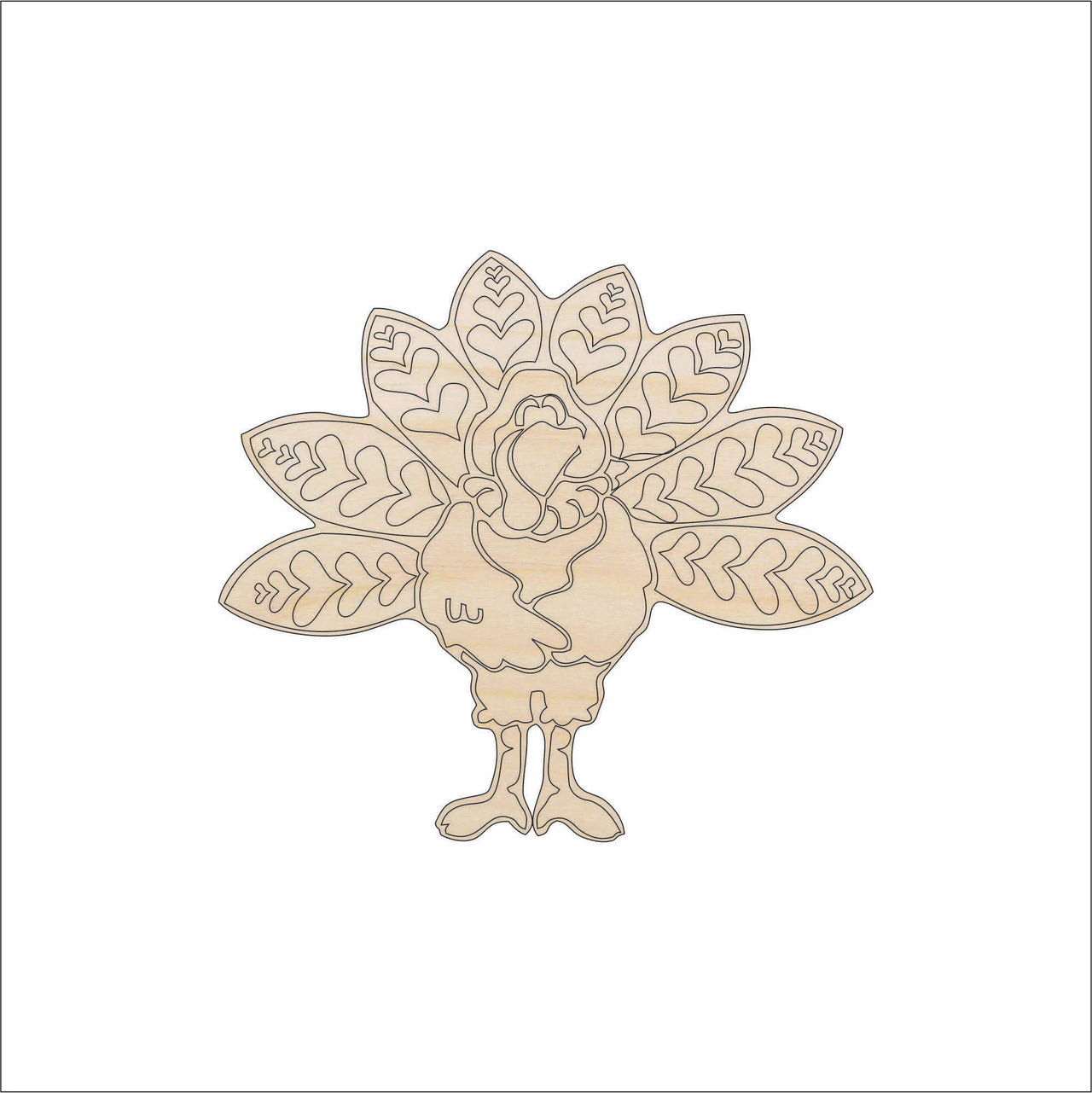 Turkey Wood Craft Shape - Laser Cut Baltic Birch Unfinished DIY Wood Art Supplies FAL130 - The Wood Shape Store
