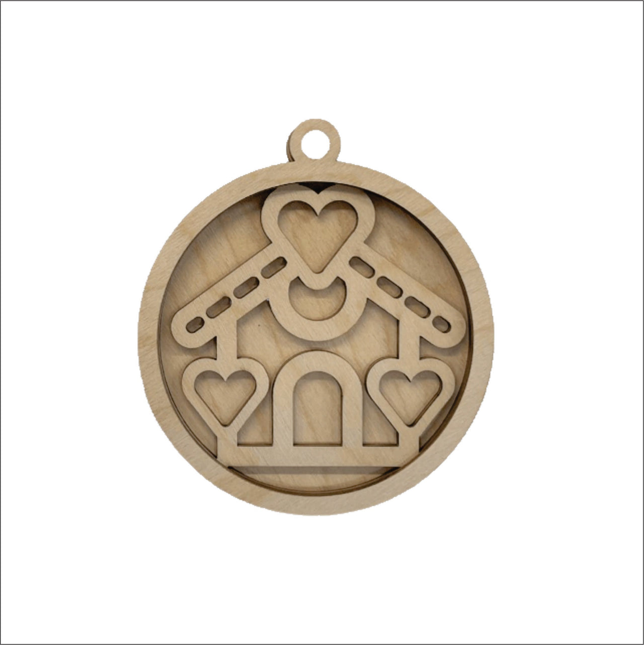 House 3D Laser Cut Ornament – Baltic Birch Wood Craft Supplies | DIY Wood Ornament Kit HM2 - The Wood Shape Store