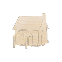 Cabin House Wood Craft Shape – Laser Cut Baltic Birch Unfinished DIY Wood Art Supplies BLD29 - The Wood Shape Store