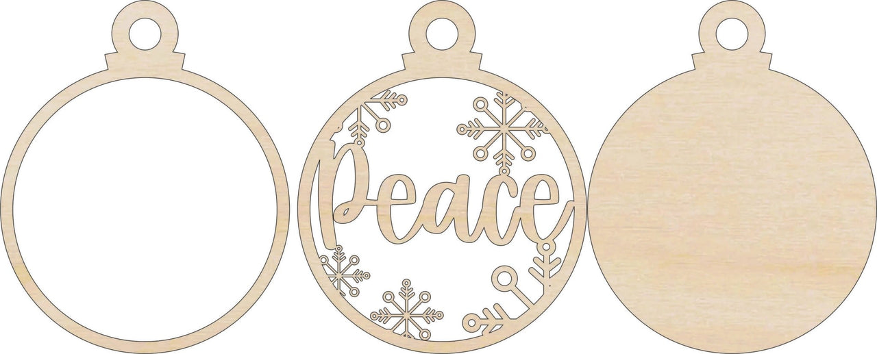Peace 3D Laser Cut Ornament – Baltic Birch Wood Craft Supplies | DIY Wood Ornament Kit RE7 - The Wood Shape Store
