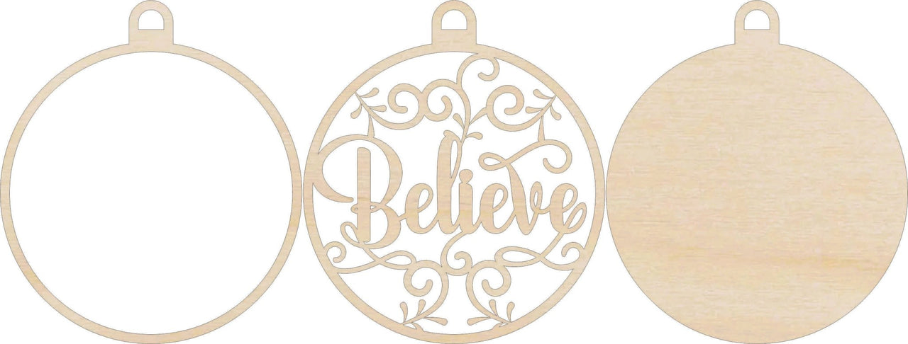 Believe 3D Laser Cut Ornament – Baltic Birch Wood Craft Supplies | DIY Ornament Kit RE17 - The Wood Shape Store