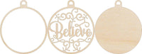 Believe 3D Laser Cut Ornament – Baltic Birch Wood Craft Supplies | DIY Ornament Kit RE17 - The Wood Shape Store