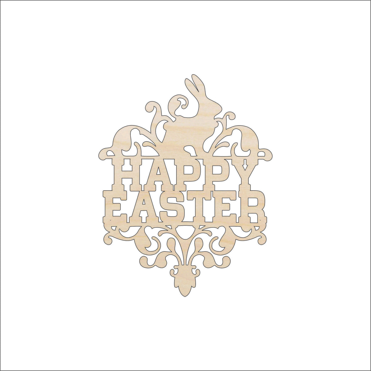 Happy Easter Wood Craft Shape - Laser Cut Baltic Birch Unfinished DIY Wood Art Supplies ESR36 - The Wood Shape Store