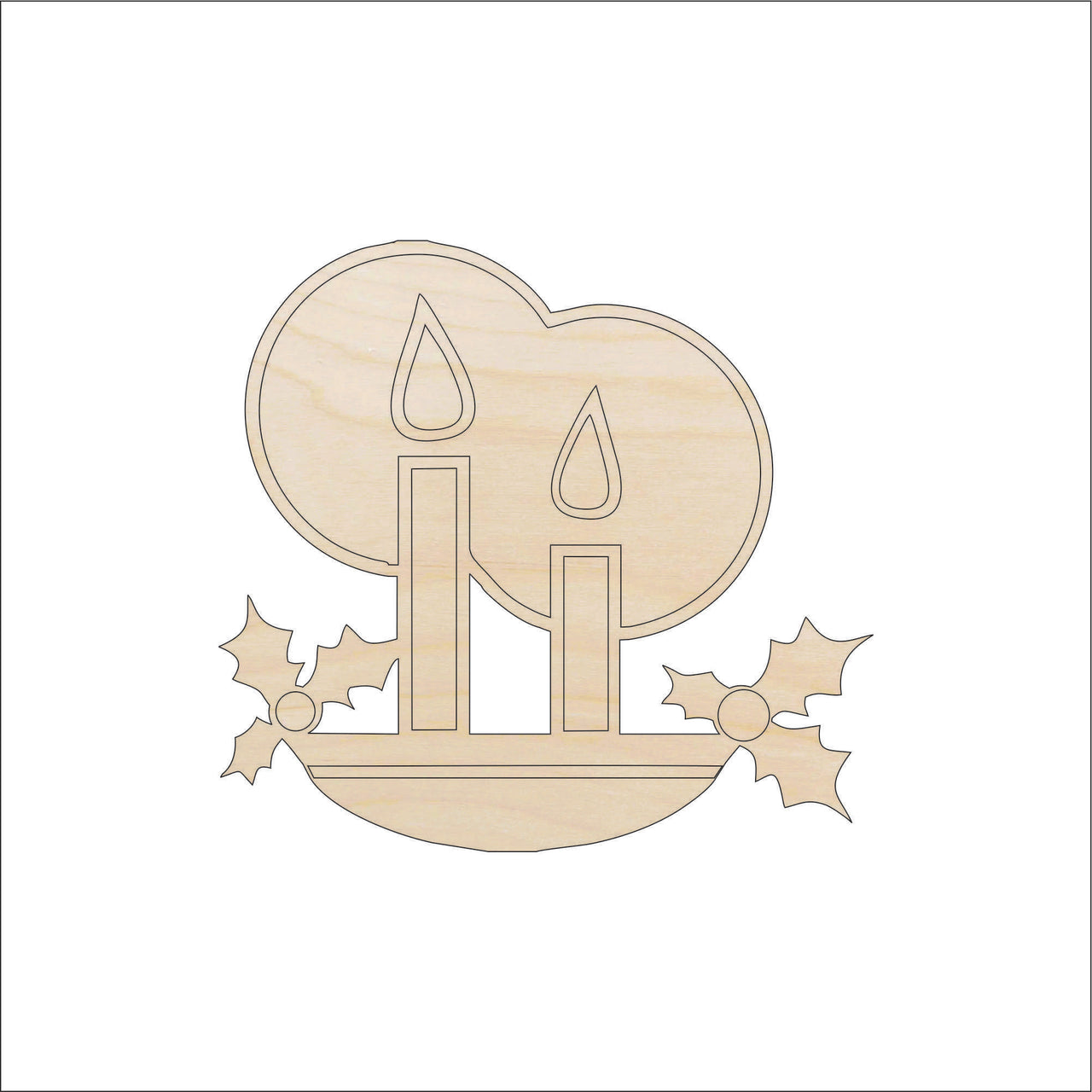 Candle Wood Craft Shape - Laser Cut Baltic Birch Unfinished DIY Wood Art Supplies XMS108 - The Wood Shape Store