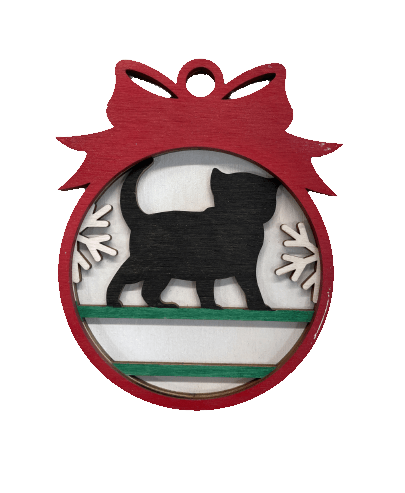 Cat 3D Laser Cut Ornament – Baltic Birch Wood Craft Supplies | DIY Wood Ornament Kit AN32 - The Wood Shape Store