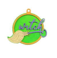 Witch 3D Laser Cut Ornament – Baltic Birch Wood Craft Supplies | DIY Wood Ornament Kit HA18 - The Wood Shape Store