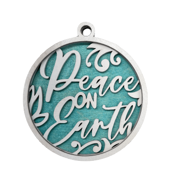 Peace 3D Laser Cut Ornament – Baltic Birch Wood Craft Supplies | DIY Wood Ornament Kit RE11 - The Wood Shape Store