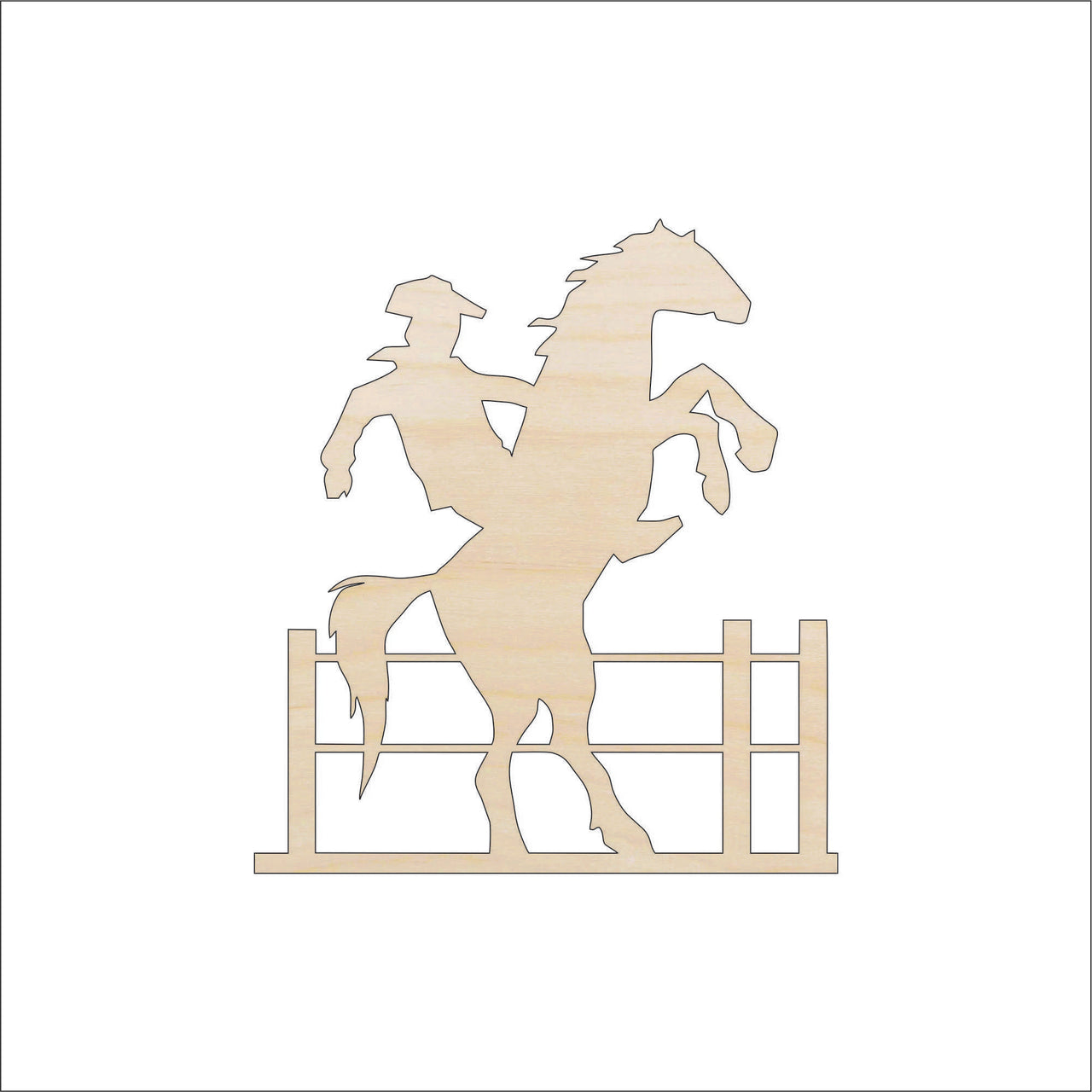 Cowboy Wood Craft Shape - Laser Cut Baltic Birch Unfinished DIY Wood Art Supplies HRS3 - The Wood Shape Store
