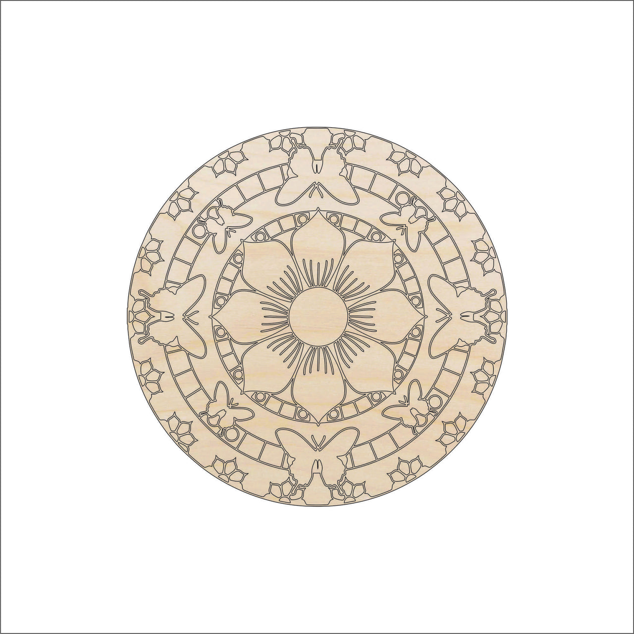 Flower Wood Craft Shape - Laser Cut Baltic Birch Unfinished DIY Wood Art Supplies CSTR26 - The Wood Shape Store