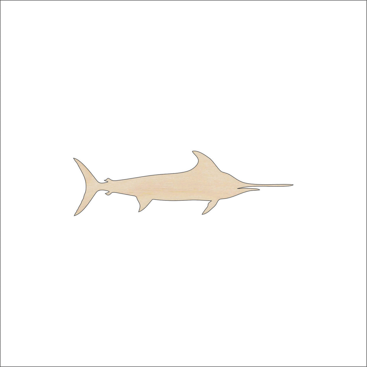 Swordfish Wood Craft Shape - Laser Cut Baltic Birch Unfinished DIY Wood Art Supplies SEA28 - The Wood Shape Store