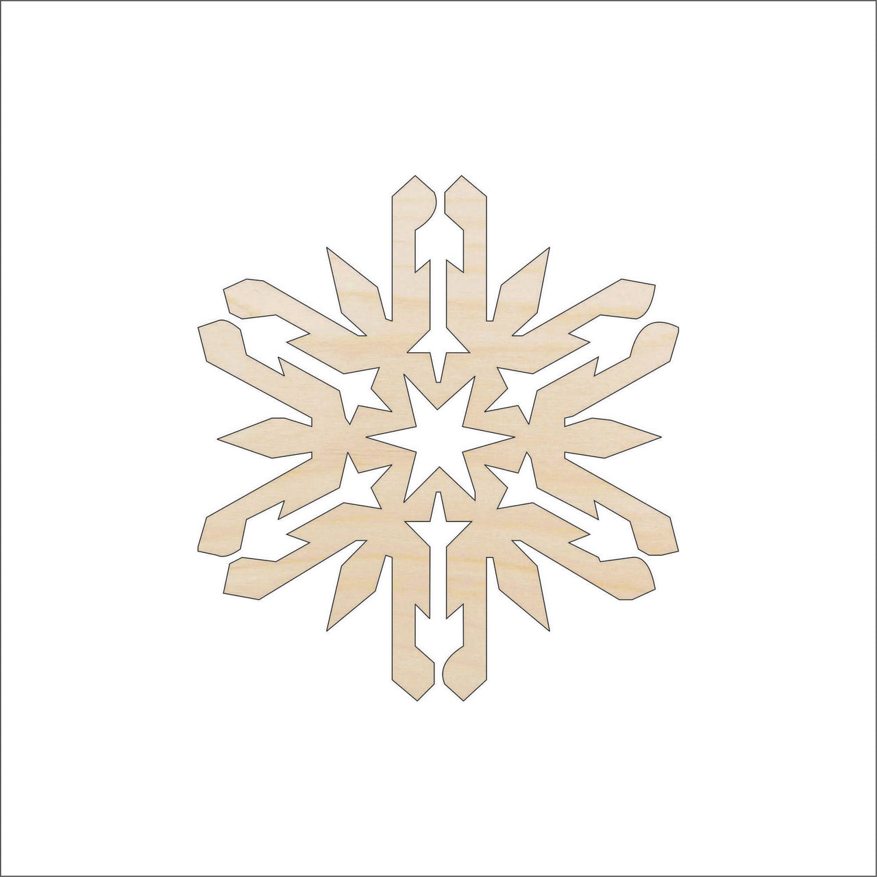 Snowflake Wood Craft Shape - Laser Cut Baltic Birch Unfinished DIY Wood Art Supplies SNW61 - The Wood Shape Store