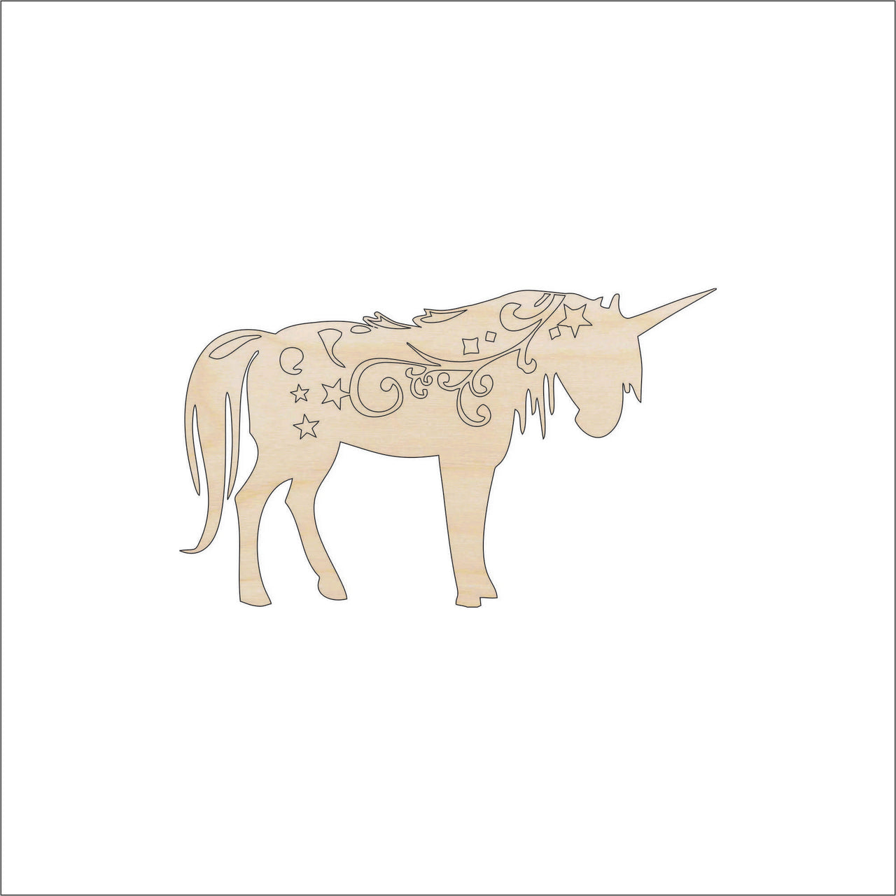 Unicorn Wood Craft Shape - Laser Cut Baltic Birch Unfinished DIY Wood Art Supplies MYTH86 - The Wood Shape Store